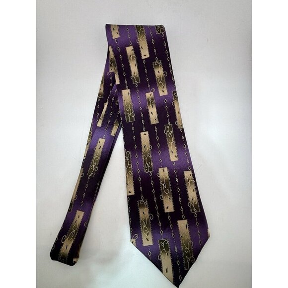 VTG ASSORTED LOT OF 3 - Purple Silk Ties Made in Italy - Abstract Retro Patterns - Picture 10 of 13